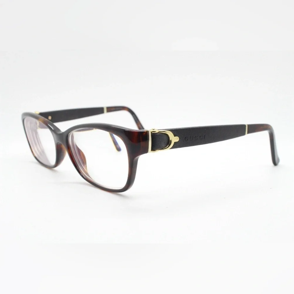 Gucci Full Rim Frame Glasses for Women Brown Tortoiseshell Frame & Leather Sides